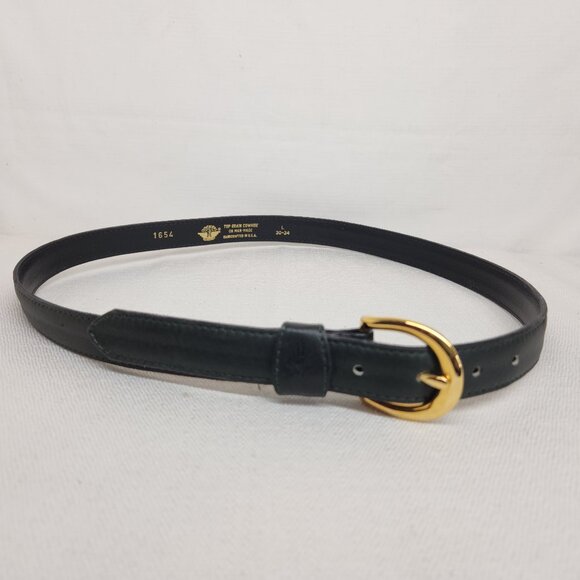 Vintage Dockers Womens Large Thin Black Gold Waist Belt Cowhide - Picture 1 of 4